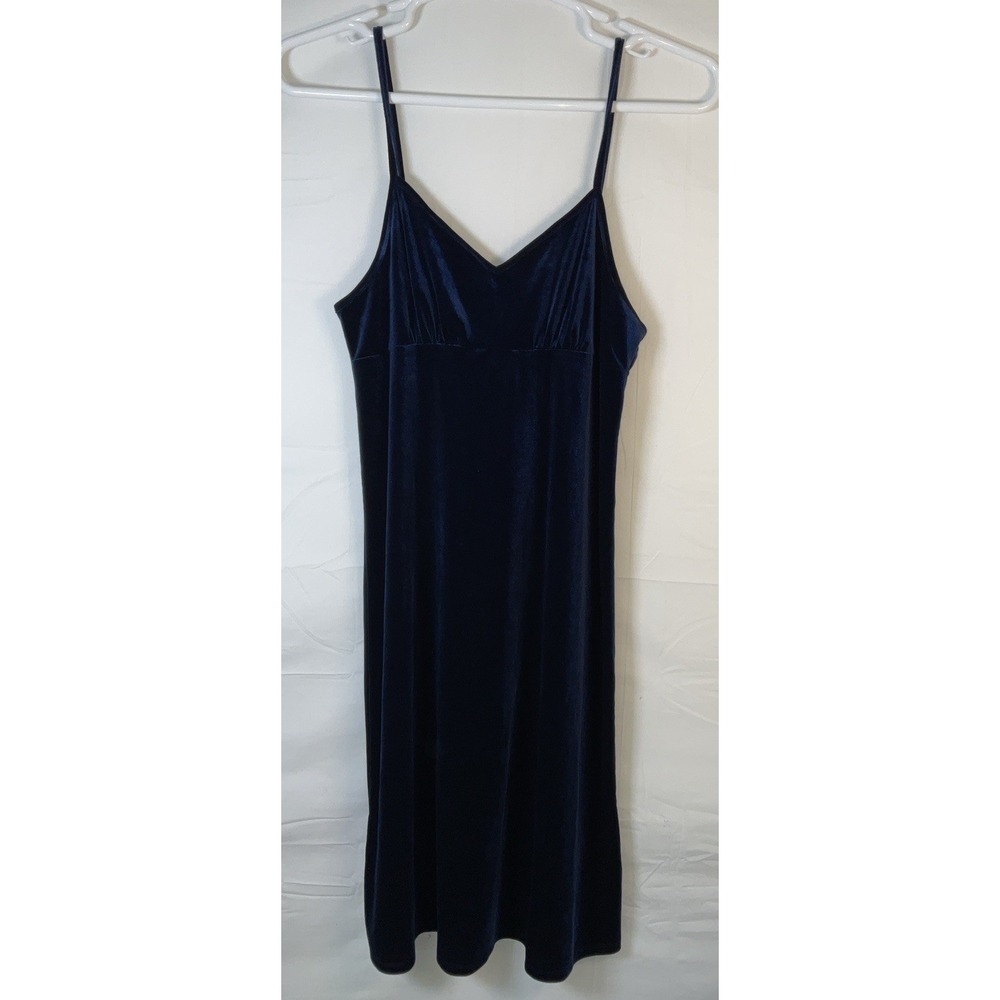 NWT Women's Tresics Luxe Spaghetti Strap Velvet Dress Navy Blue Medium